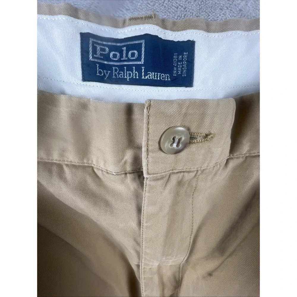 Vintage Polo Ralph Lauren Pants Mens 35/30 Khaki Andrew Tan Double Pleated Chino